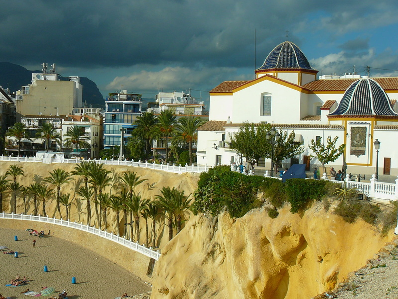 sand, palm tree, high angle view, plant, nature, 2K, benidorm, city, tree, costa blanca, spain, outdoors, building, beach, incidental people, building exterior