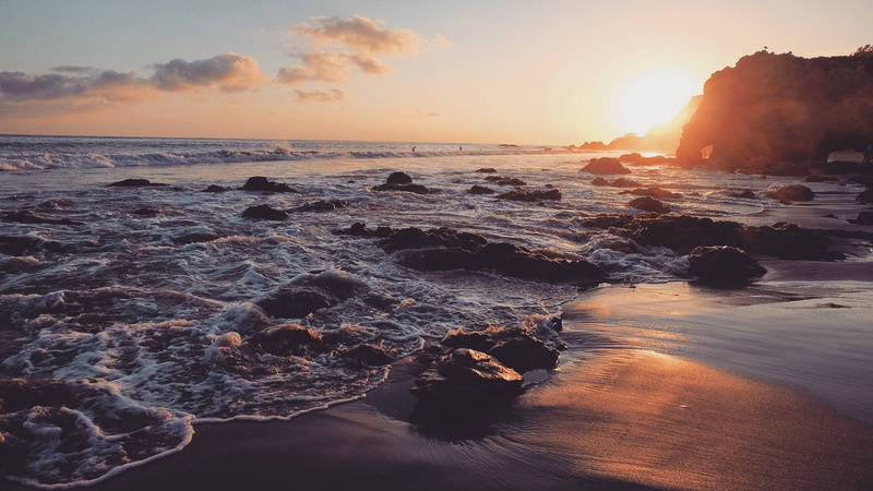 1080P, rocas, naturaleza, playa, malibu, mar