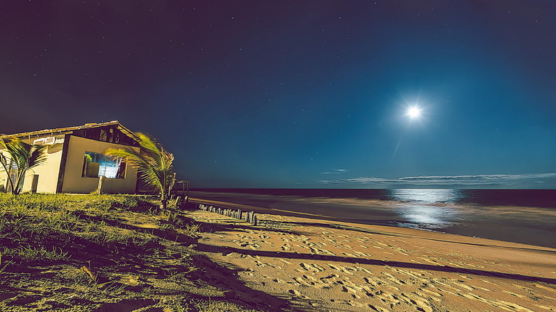 2K, playa, noche, mar, naturaleza