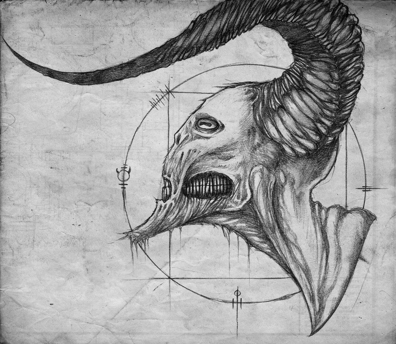 2K, sketches, horns, monochrome, graphite, white, drawing