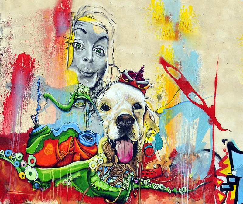 dog, one animal, domestic animals, art and craft, animal, graffiti, graphite, representation, 5K, animal themes, canine, no people, domestic, wall - building feature