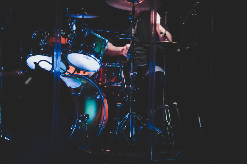 occupation, dark, performance, cymbal, rock music, praise, drummer, playing, musical equipment, garage, drum, enjoyment, indoors, stage, arts culture and entertainment