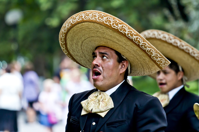 dressed up, traditional, man, celebration, mouth open, men, sing, event, hat, traditional clothing, adult, outdoors, black, Mariachi, headshot, singer