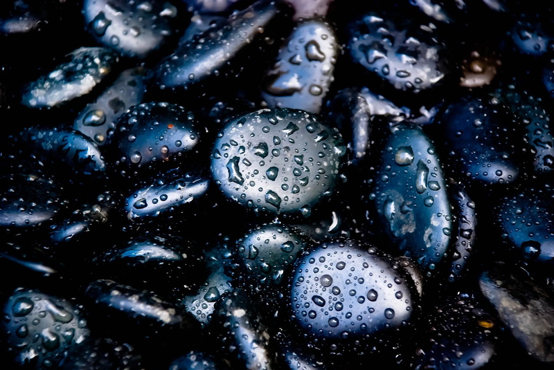 guijarros, piedras, gotas, lluvia, negras, 1080P