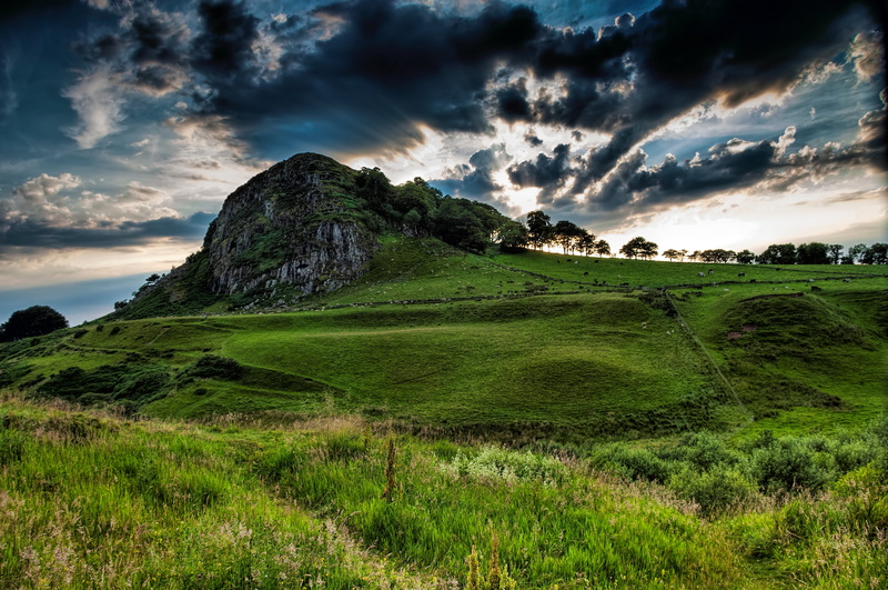 rock formation, outdoors, summer, nimbus, Irvine Valley, landscape, Loudoun Hill, photography, hill, Scotland, rock, HDR, nature, Loudon, beauty In Nature