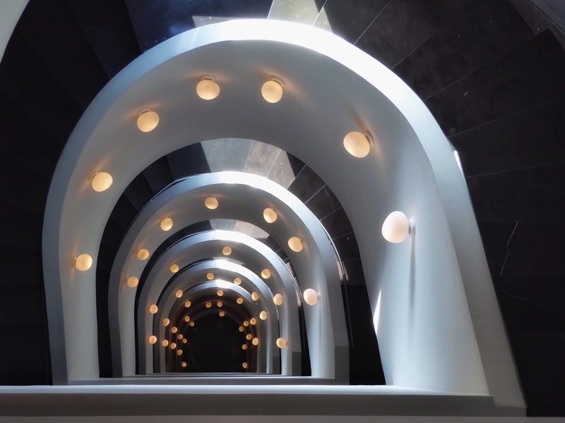 lighting, decoration, ohla barcelona, illuminated, curves, ceiling, light - natural phenomenon, night, indoors, white, low angle view, imaginative, built structure