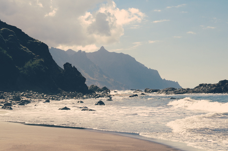 beauty in nature, scenics - nature, water, sea, roque, tranquility, cloud - sky, wave, nature, sunset, sky, non-urban scene, 4K, anaga, mountain range