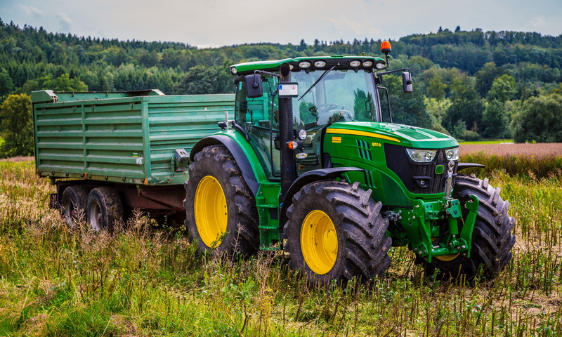commercial vehicle, machine, agriculture, premium, rural scene, plant, no people, farm, harvest, tractor, wheel, tree, vehicle, rural, force, john deere