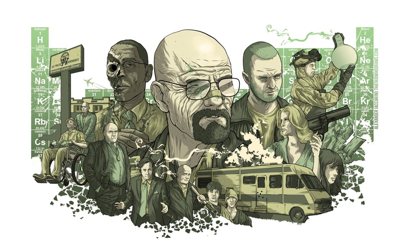 artwork, Breaking Bad, RV, periodic table, Saul Goodman, TV, Skyler White, Walter White, revolvers, Hank Schrader, 720P, Gustavo Fring, Jesse Pinkman