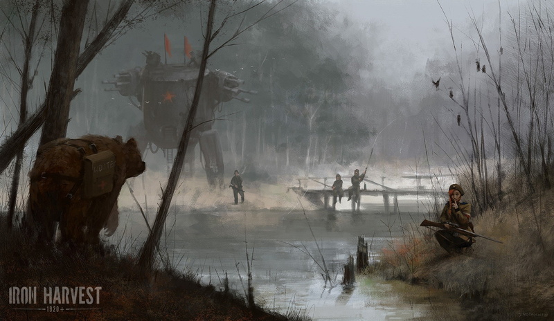 Iron Harvest, day, Rusviet (Iron Harvest), plant, outdoors, occupation, tree, architecture, smoke - physical structure, built structure, fog, group of people
