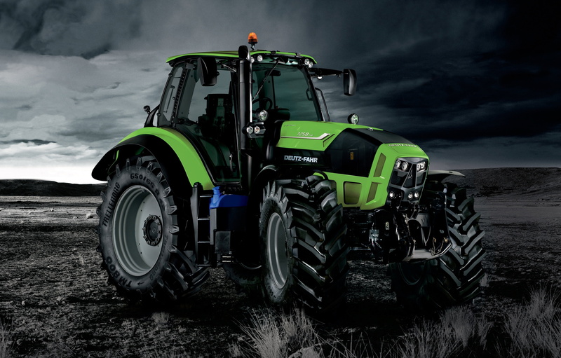 earth, Deutz-Fahr, cabin, wheel, green tractor, agricultural machinery, dark sky, Deutz-Fahr 7250 TTV, tractor, 2K, the sky, photo