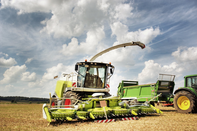 combine harvester, food, cornfield, farmer, farm, landscape, rural scene, sky, cloud - sky, crop, clouds, land vehicle, agricultural equipment, transportation