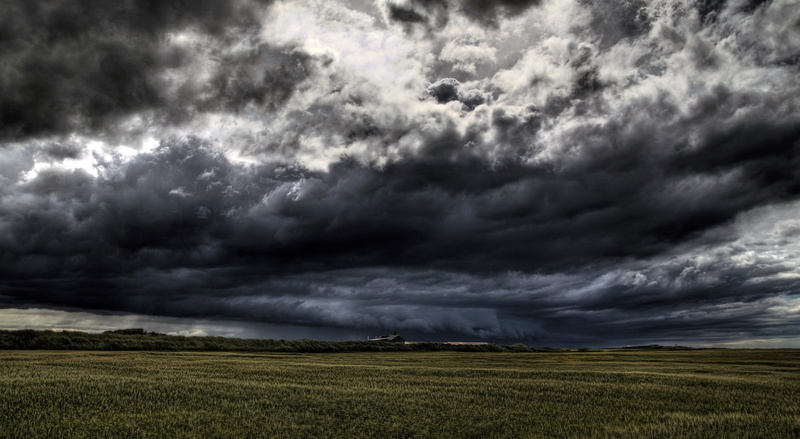 agriculture, torrential rain, crop, overcast, land, cloudscape, field, cloud - sky, extreme weather, clouds, power in nature, environment, Nature, Landscape