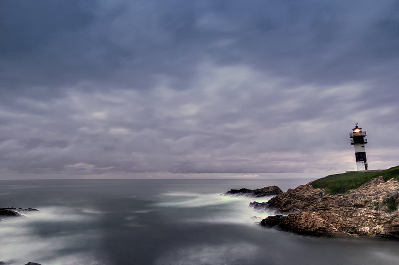 Galiza, daytime, sea, tower, Illa, rock - Object, nature, 5K, Ribadeo, lighthouse, nimbus, clouds, famous Place, Galicia, Faro, Faru, coastline