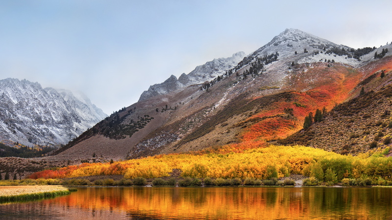 5K, macOS High Sierra, Landscape, 5K, HD, white, mountains, grey, Stock