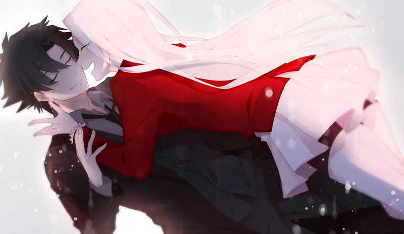 transparent, balloon, day, land vehicle, nature, air vehicle, outdoors, Kiritsugu Emiya, close-up, Fate/Zero, white color, standing, red, focus on foreground