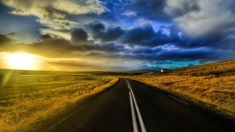 road, route, the way forward, transport, multiple lane highway, grass, sun, outdoors, cloud, travel, scenic, automobile, distance, motion, tranquility
