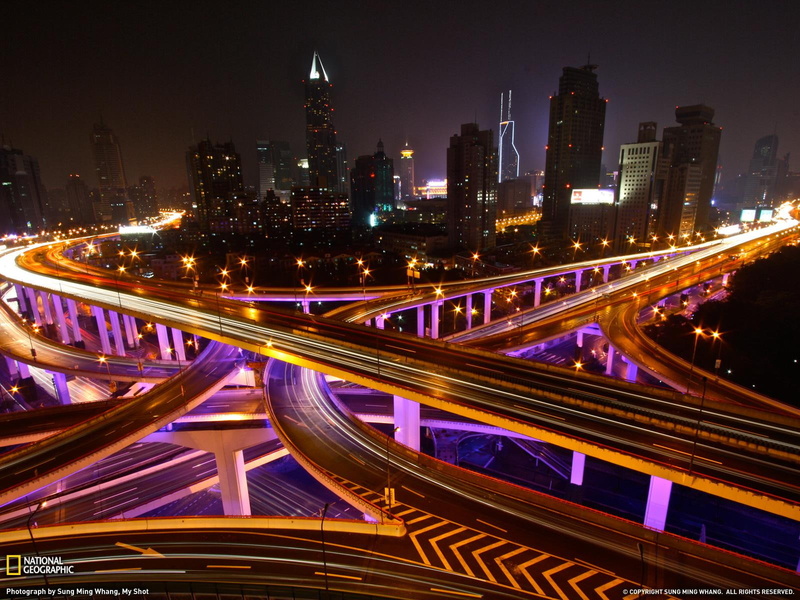 highway, skyscrapers, buildings, roads, freeway, timelapse, way, images, 720P, night, shanghai