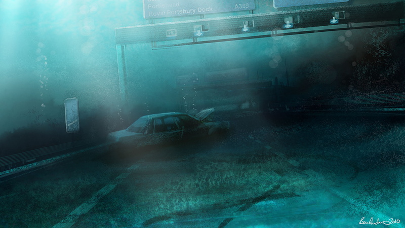 freeway, underwater, submerged, hd, blue, 1080P, way, digital/artwork