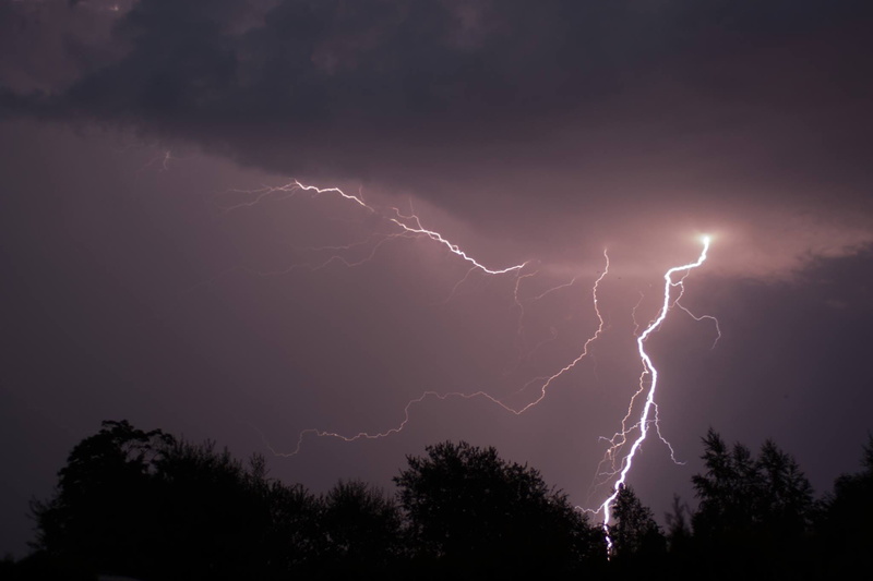 no people, light, summer thunderstorm, long exposure, night thunderstorm, night, purple, mood, plant, forked lightning, beauty in nature, struck, silhouette
