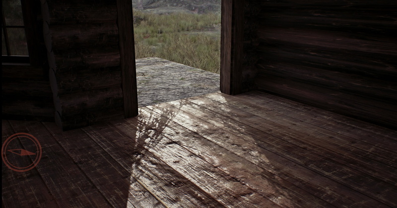 CGI, 1080P, wood - material, open, absence, wheel, no people, building, Unreal Engine 4 , window, architecture, sunlight, house, wood, doorway, Archviz