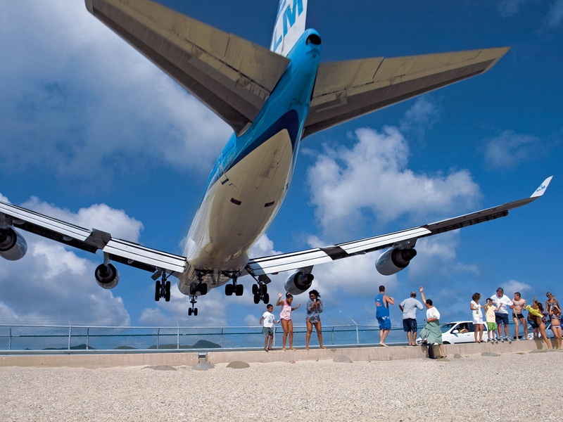 beaches, aircraft, beach, hd, nature, maho, 720P, boeing, art, Boeing 747