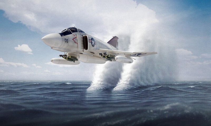 day, air vehicle, sea, aerospace industry, 1080P, motion, transportation, navy, outdoors, side view, security, sky, water, horizon over water, cloud - sky