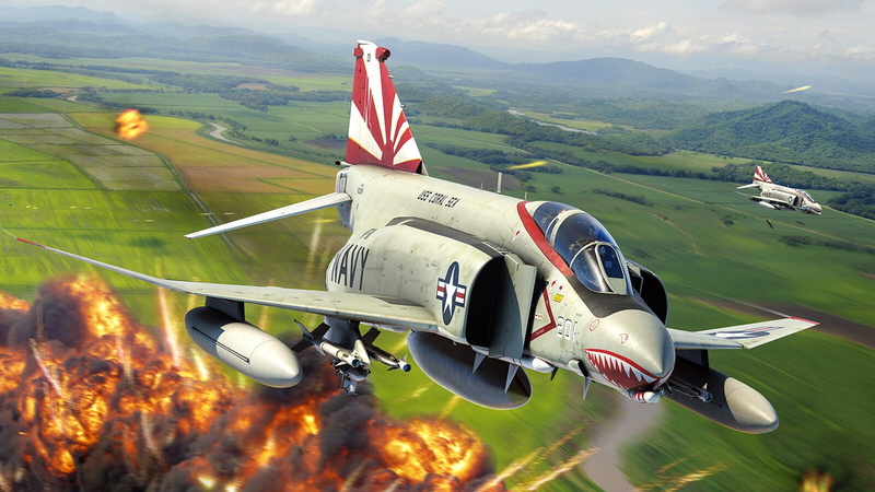 artwork, military aircraft, military, vehicle, McDonnell Douglas F-4 Phantom II, 1080P, United States Navy, military vehicle, aircraft