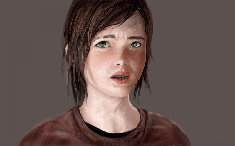 the last of us, us, shirt, ellie, neck, game, crew, new game, 1080P, last, games, brown, drawing, girl