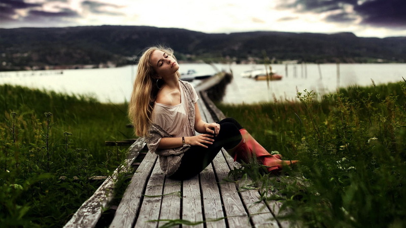 beautiful, girl, 1080P, mood, lakes