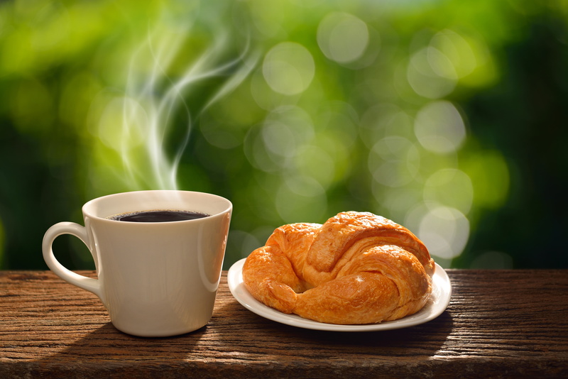 5K, hot, Cup, Breakfast, croissant, morning, coffee, good morning, coffee cup