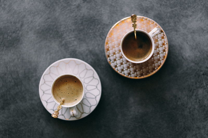 espresso, directly above, circle, gold, high angle view, silver colored, freshness, table, heat - Temperature, beautiful, refreshment, cup of coffee, coffee - Drink