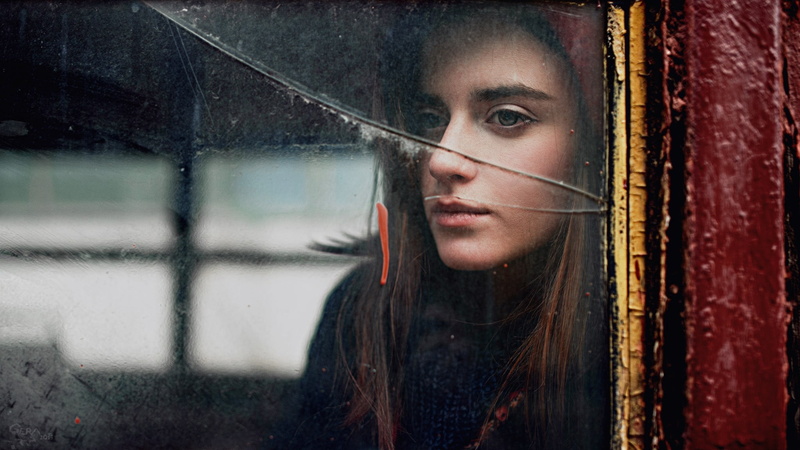wet, rain, teenager, looking, sad, window, portrait, reflection, beautiful woman, splats, alone, brunette, hair, contemplation, headshot, young adult, hairstyle