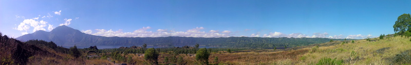 grass, mount batur, sky, plant, landscape, tranquil scene, land, tranquility, non-urban scene, 5K, blue, environment, panoramic, outdoors, cloud - sky