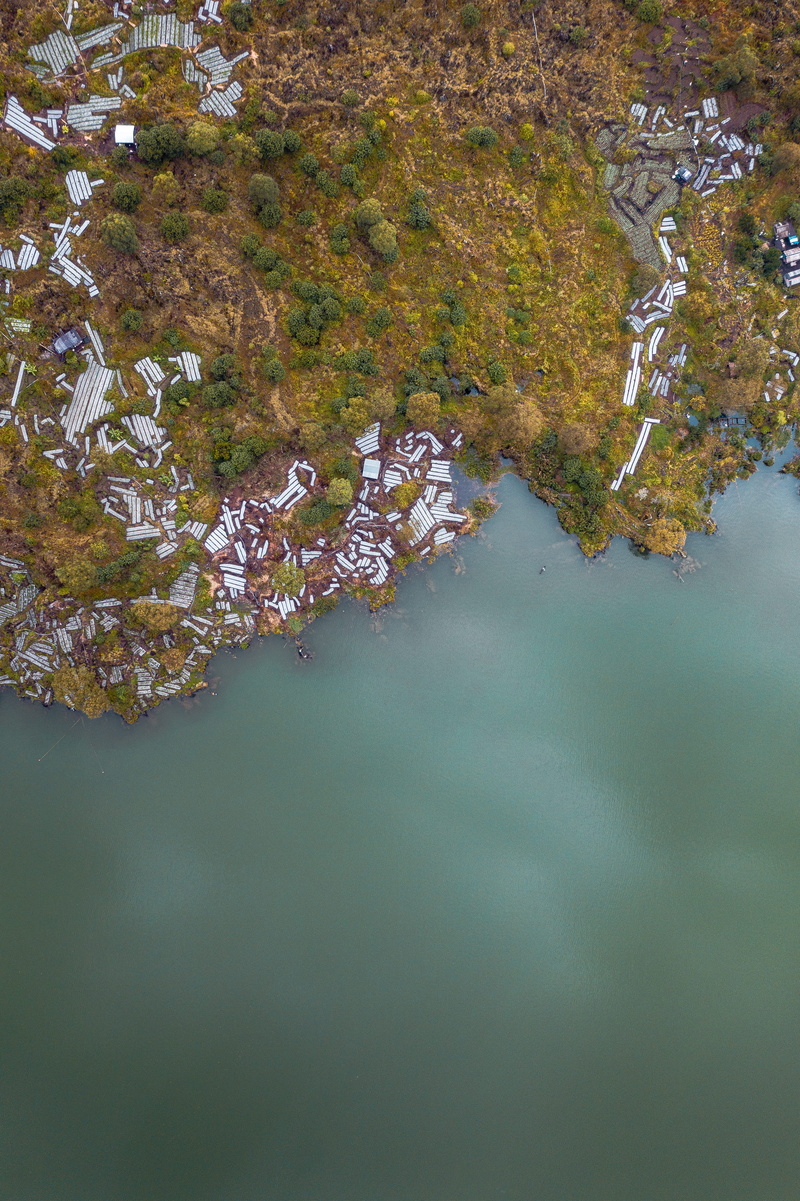 no people, aerial, shoreline, lake, ocean, kintamani, island, scenics - nature, coast, jl. pendakian gn. batur, photo, shore, non-urban scene, reflection