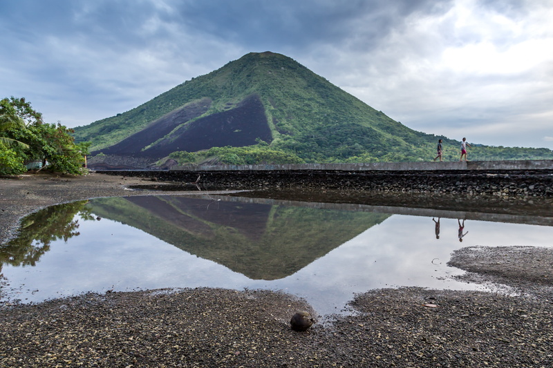 mountain, non-urban scene, reflection, plant, scenics - nature, outdoors, nature, cloud - sky, solid, gunung api, idyllic, tranquil scene, rock, day, tranquility