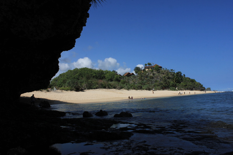 tranquility, Wonosari, scenics - nature, tree, solid, 5K, Indonesia, sea, rock - object, nature, outdoors, day, landscape, Beach, plant, rock formation