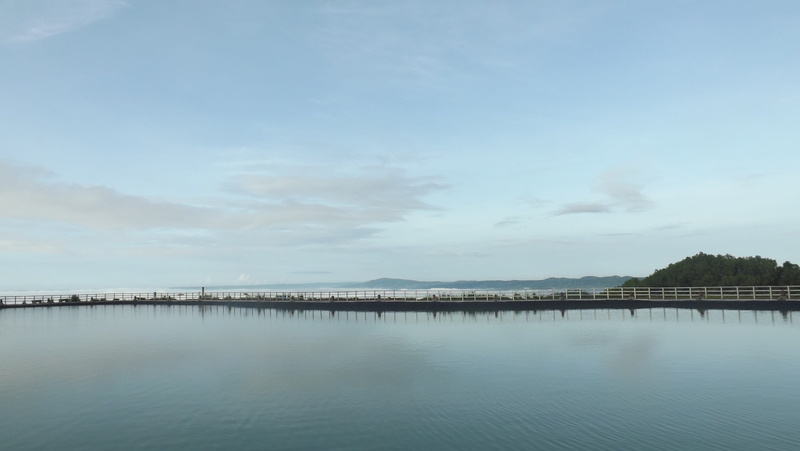 view, scenics, mountain, Nature, copy space, beauty in nature, built structure, Sunrise, blue, gunung, Sky, river, waterfront, architecture, white, tranquil scene