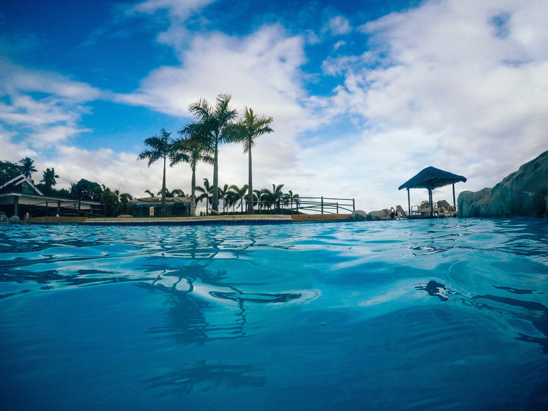 swimming pool, no people, morning, day, gopro5, built structure, goodmorning, turquoise colored, 4K, palm tree, water, gopro, chill, cloud - sky, swimming