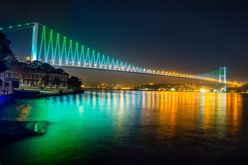 nightlife, Bosphorus Bridge, Istanbul, blue, cityscape, sky, architecture, Turkey, building, new York City, Sea of Marmara, twilight, building Exterior
