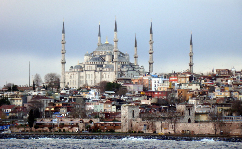 spire, bosphorus, clouds, piloto de barco, architecture, la mer noire, istanbul, nature, canal, les nuages, blue mosque, channel, strait, dome, la mer