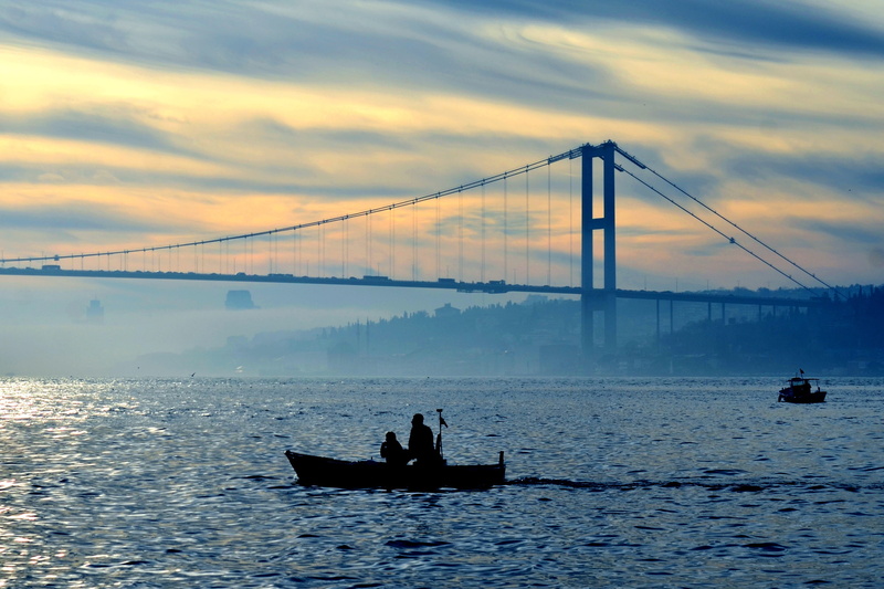 tourism, transportation, travel destinations, waterfront, travel, nautical vessel, connection, bridge - man made structure, cloud - sky, real people, bosphorus