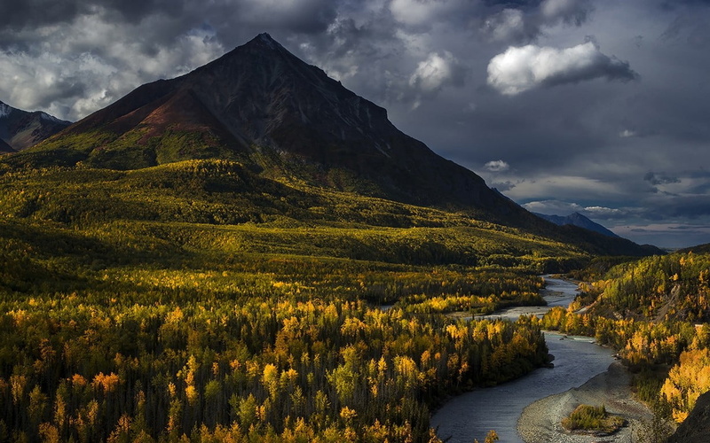 beauty in nature, mountain, fall, tranquil scene, idyllic, tranquility, non-urban scene, Alaska, 480P, water, landscape, photo, plant, mountain range