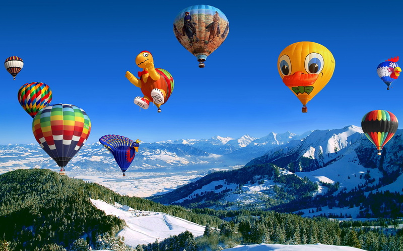 sky, funny, Air, 1080P, balloons, flying, mountains