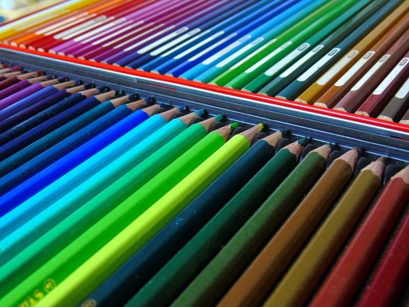 no people, pattern, assorted, choice, colored pencil, colored pencils, wood - material, in a row, side by side, order, wooden pegs, writing instrument