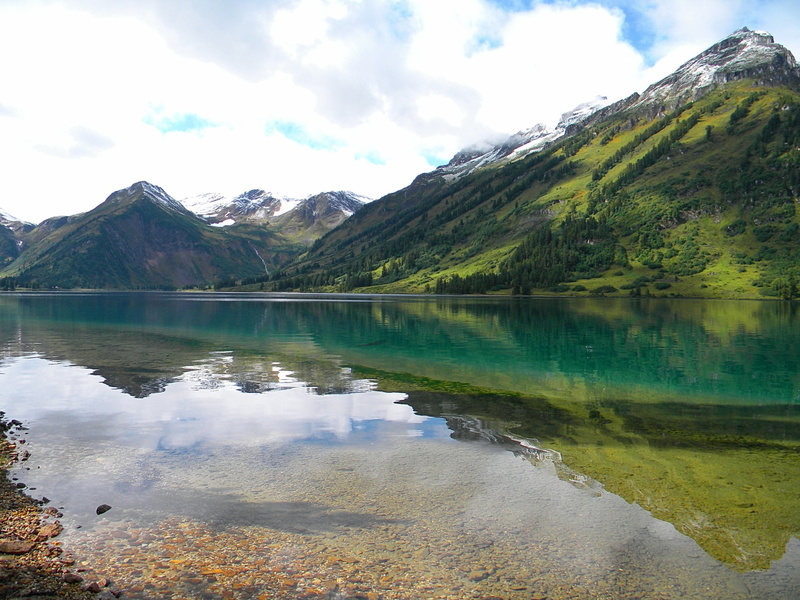 Sayan, 1080P, Mountains, Lake, green, Clouds