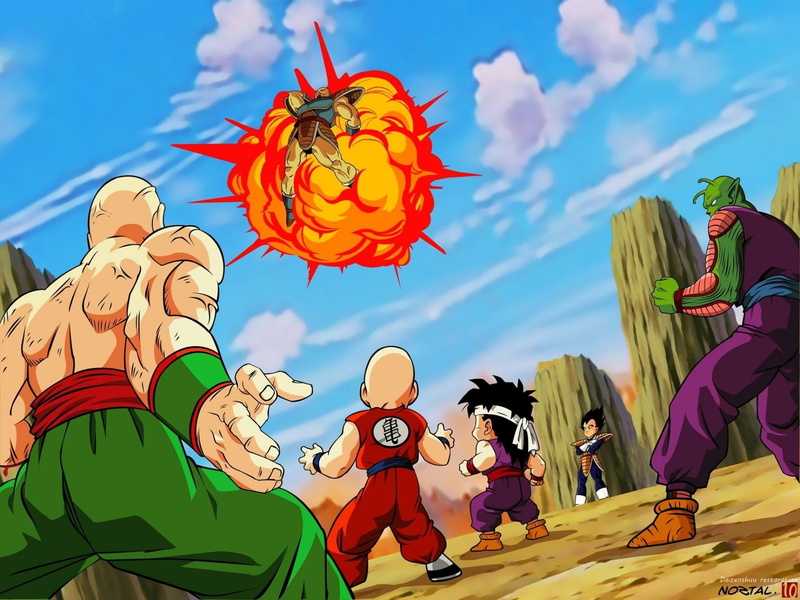 art and craft, Gohan (Dragon Ball), Tenshinhan (Dragon Ball), beauty in nature, representation, flower, decoration, male likeness, sky, cloud - sky, Krillin (Dragon Ball)