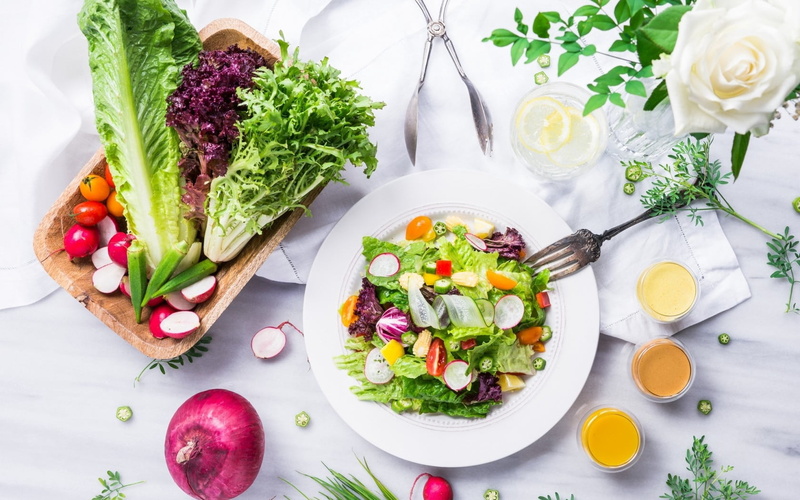 ready-to-eat, herb, food and drink, salad, eating utensil, tomato, wellbeing, no people, vegetable, food, serving size, radish, vegetables, glass, plate