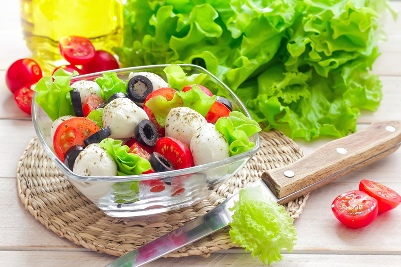 fruit, ready-to-eat, organic, tray, dieting, leaf vegetable, healthy Lifestyle, Basil, appetizer, salad, dishes, table, 4K, cheese, indoors, clear, knife