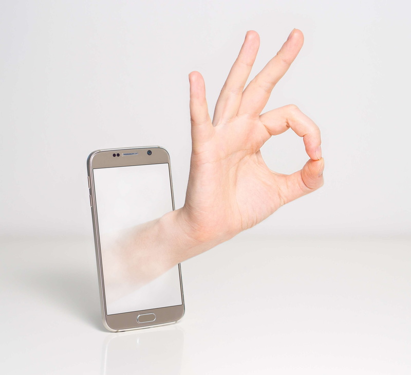 character, good, approval, hand sign, fingers, display, device screen, body part, indoors, human body part, studio shot, 2K, contact, finger up, fun, portable information device